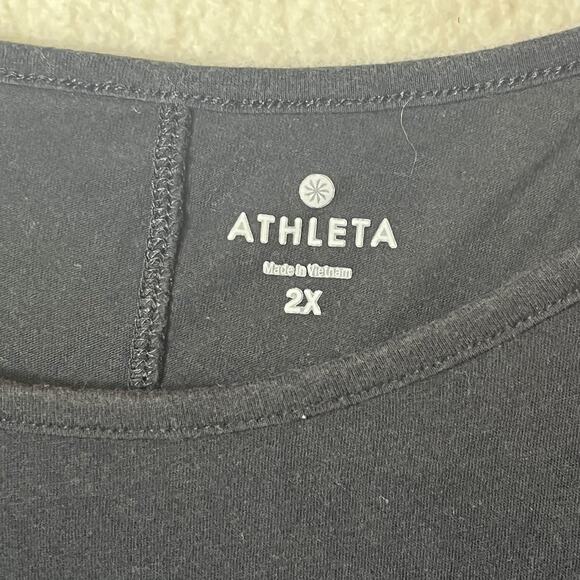 Athleta Top Crew Neck Long Sleeve Shirt Black Activewear 2X - Picture 3 of 9